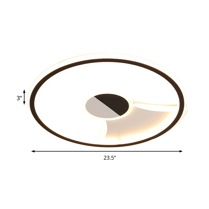 Plafonnier circulaire en acrylique à LED de style simple, noir et blanc, 16"/19,5"/23,5" de diamètre, plafonnier LED pour...