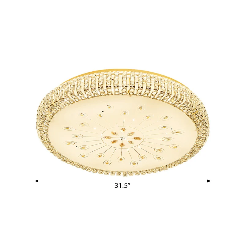 Plafonnier circulaire à LED, éclairage contemporain à facettes dorées, éclairage encastré pour grande pièce Clearhalo