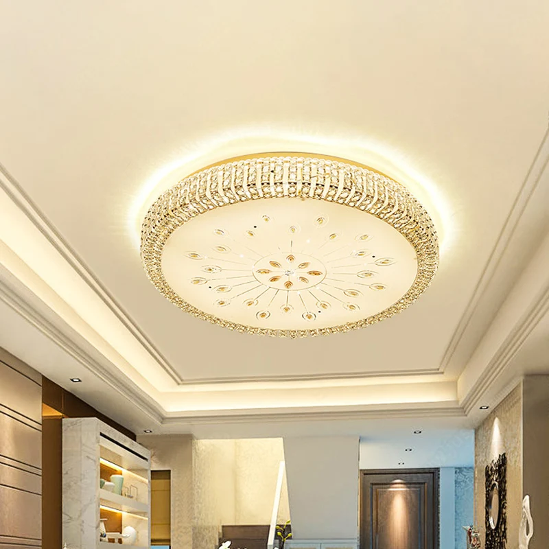 Plafonnier circulaire à LED, éclairage contemporain à facettes dorées, éclairage encastré pour grande pièce Clearhalo