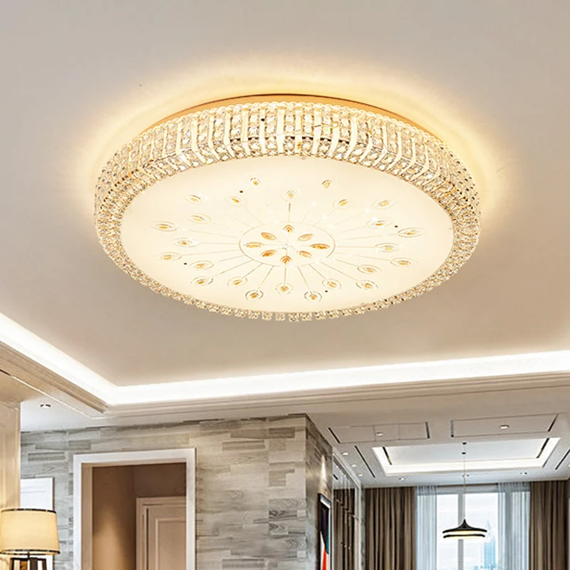 Plafonnier circulaire à LED, éclairage contemporain à facettes dorées, éclairage encastré pour grande pièce Clearhalo