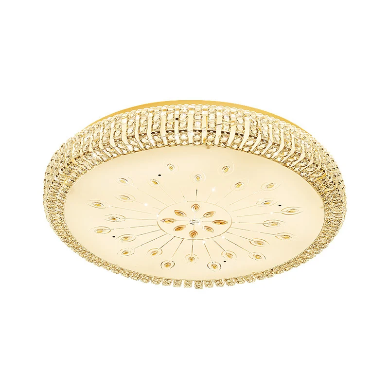 Plafonnier circulaire à LED, éclairage contemporain à facettes dorées, éclairage encastré pour grande pièce Clearhalo
