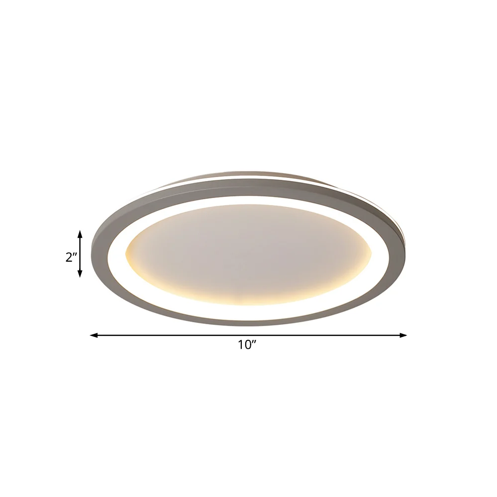 Plafonnier circulaire LED en métal minimaliste, lumière grise avec diffuseur en acrylique, lumière blanche/chaude, 10"/14,...
