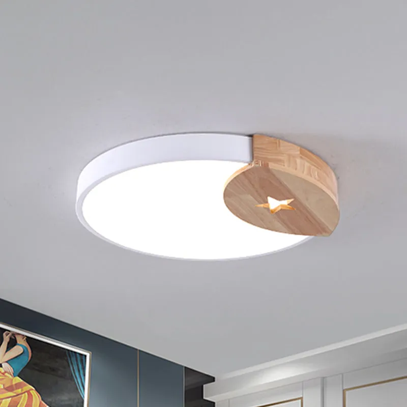 Plafonnier circulaire moderne en acrylique blanc à LED de 9 "/ 12" de largeur, lumière blanche/chaude Clearhalo