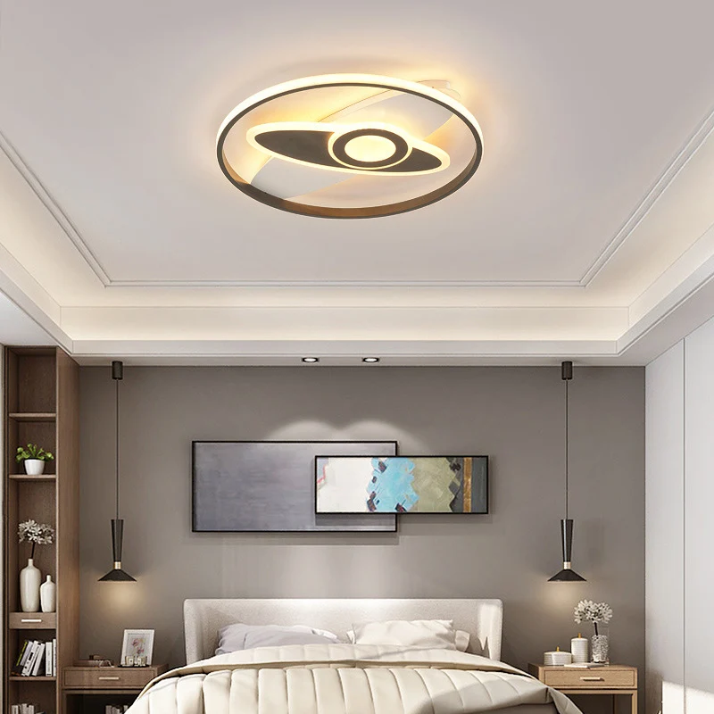 Plafonnier circulaire moderne en acrylique noir et blanc, luminaire encastré à LED Clearhalo