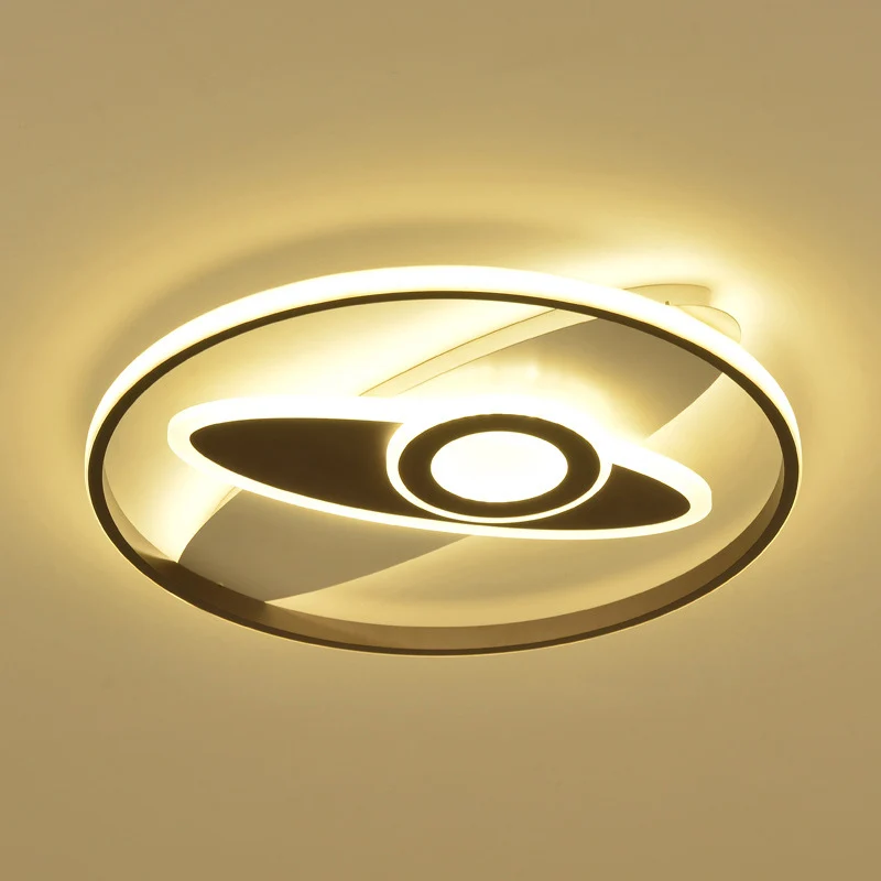Plafonnier circulaire moderne en acrylique noir et blanc, luminaire encastré à LED Clearhalo