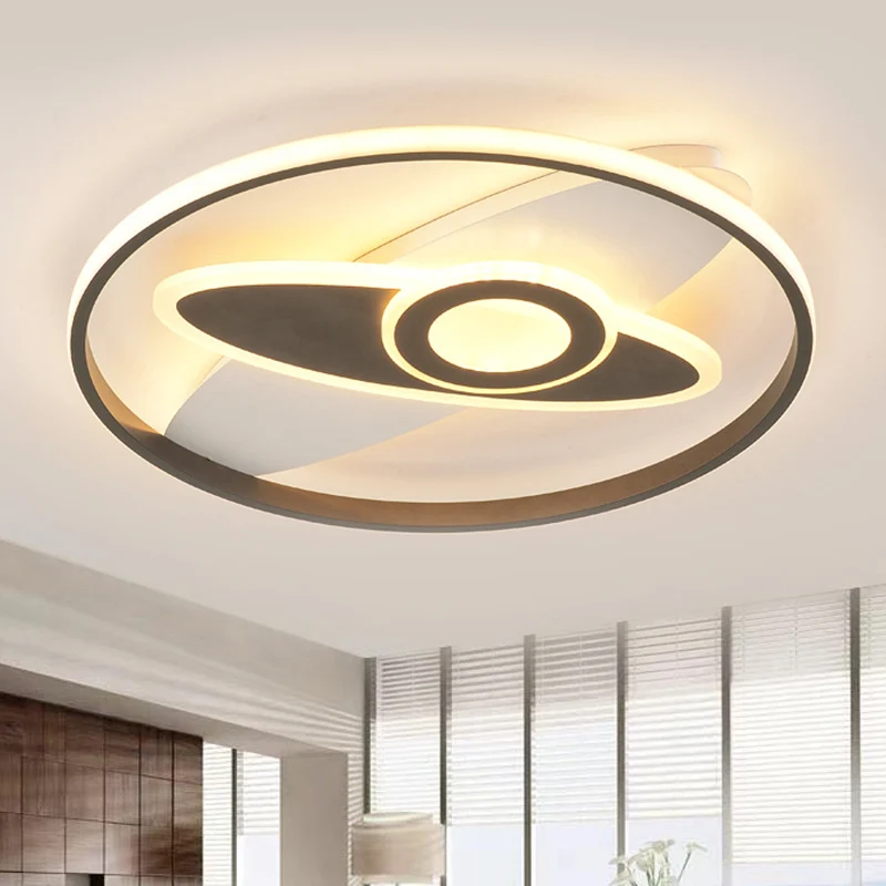 Plafonnier circulaire moderne en acrylique noir et blanc, luminaire encastré à LED Clearhalo