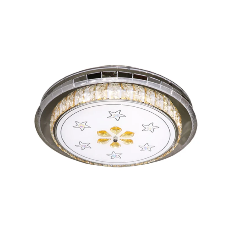 Plafonnier circulaire moderne avec blocs de cristal à facettes transparents, luminaire encastré à LED en acier inoxydable...