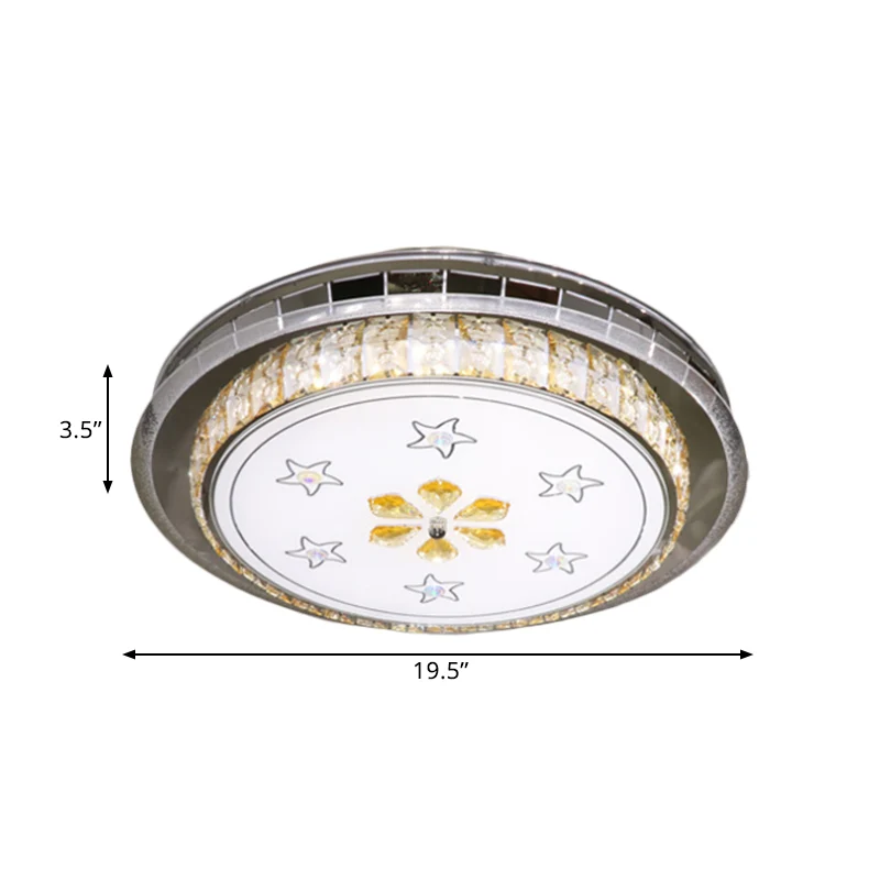Plafonnier circulaire moderne avec blocs de cristal à facettes transparents, luminaire encastré à LED en acier inoxydable...