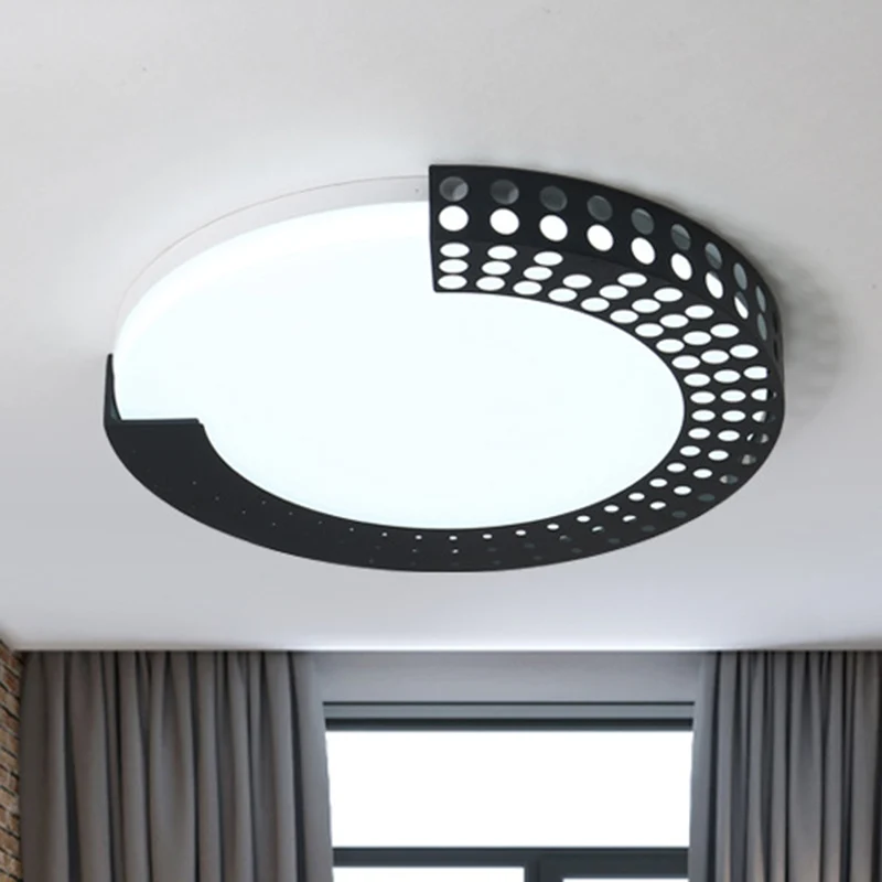 Plafonnier circulaire moderne avec demi-anneau en acrylique, plafonnier LED pour chambre de bébé Clearhalo