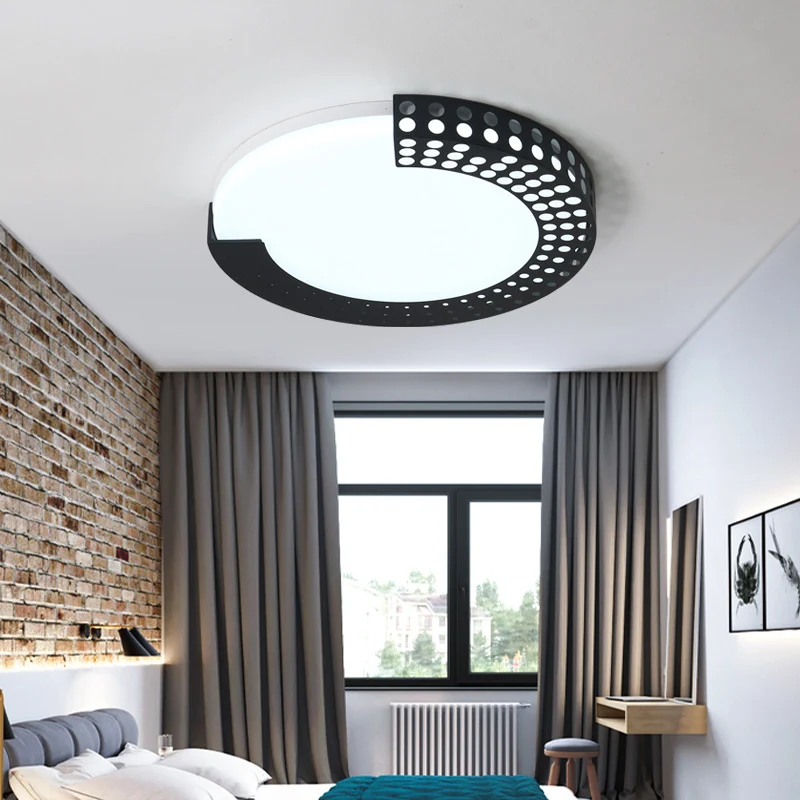 Plafonnier circulaire moderne avec demi-anneau en acrylique, plafonnier LED pour chambre de bébé Clearhalo
