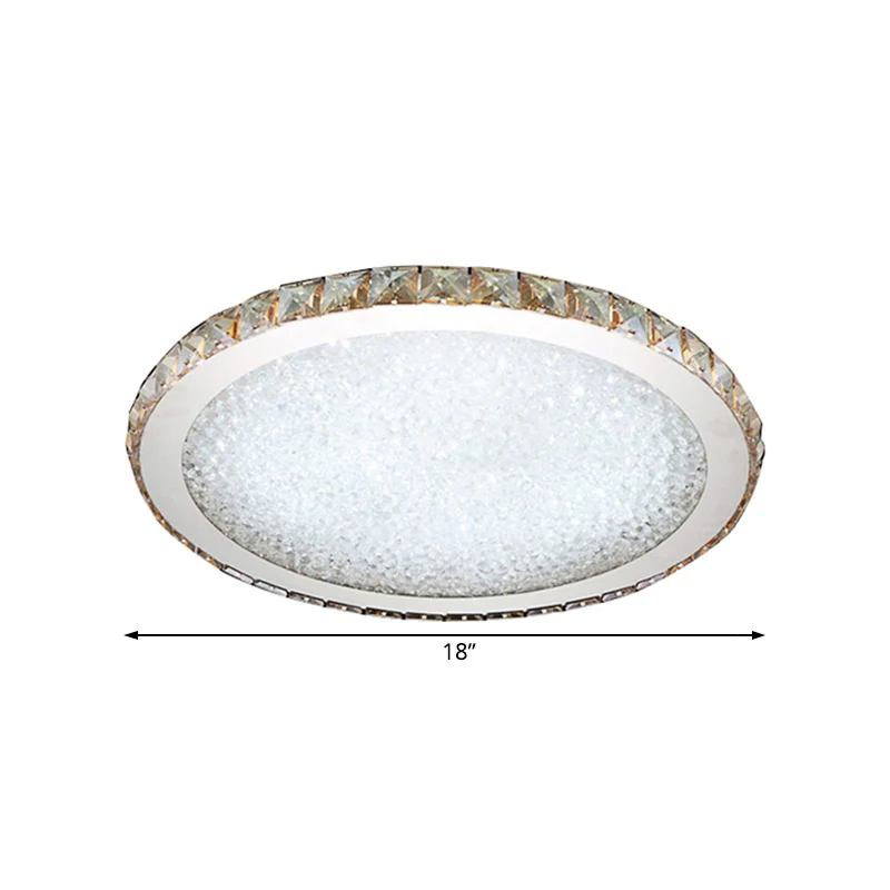 Plafonnier circulaire moderne à 1 lumière en cristal clair/ambre de 8,5"/14"/18" de large, luminaire de plafond à LED en l...
