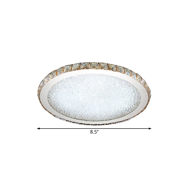 Plafonnier circulaire moderne à 1 lumière en cristal clair/ambre de 8,5"/14"/18" de large, luminaire de plafond à LED en l...