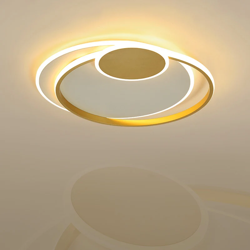Plafonnier circulaire en métal Simplicity, 16,5/20,5 pouces de large, LED doré, plafonnier en lumière chaude/blanche/3 cou...