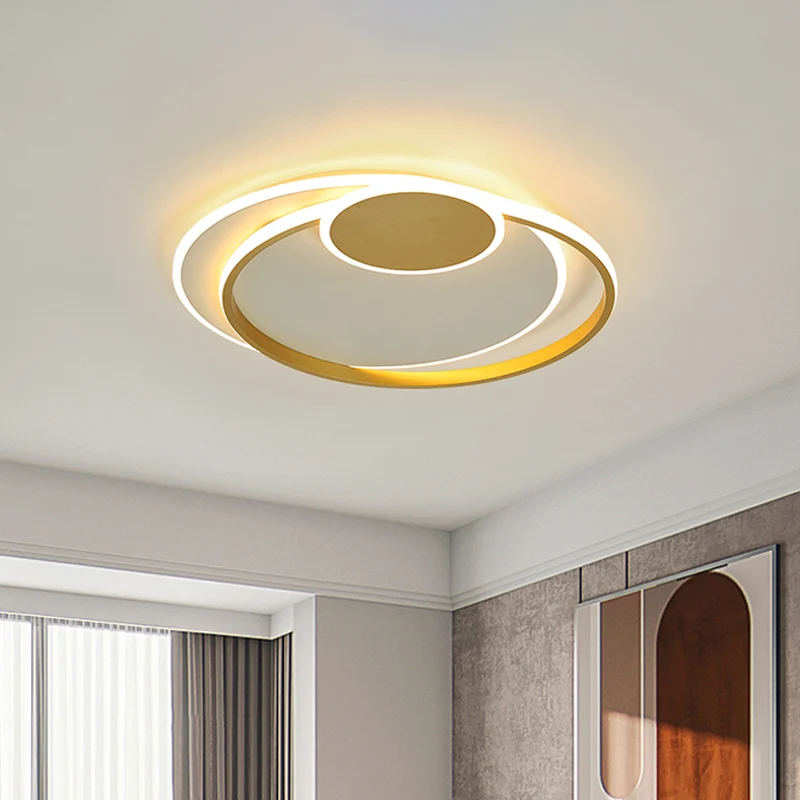 Plafonnier circulaire en métal Simplicity, 16,5/20,5 pouces de large, LED doré, plafonnier en lumière chaude/blanche/3 cou...