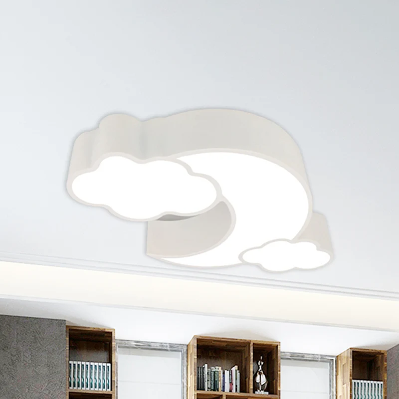 Plafonnier contemporain en acrylique Cloud Moon encastré en rouge pour salle d'étude Clearhalo