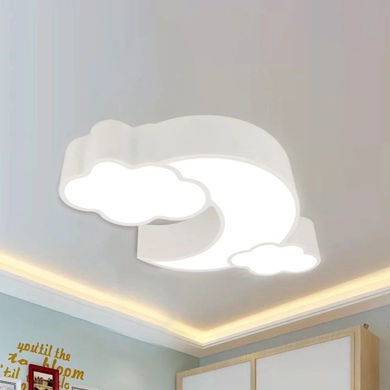 Plafonnier contemporain en acrylique Cloud Moon encastré en rouge pour salle d'étude Clearhalo