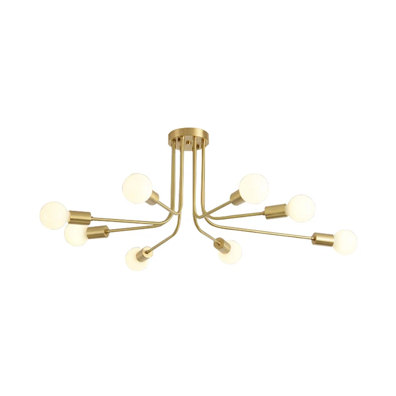 Plafonnier contemporain à 7 ampoules semi-encastré en métal Starburst en laiton Clearhalo