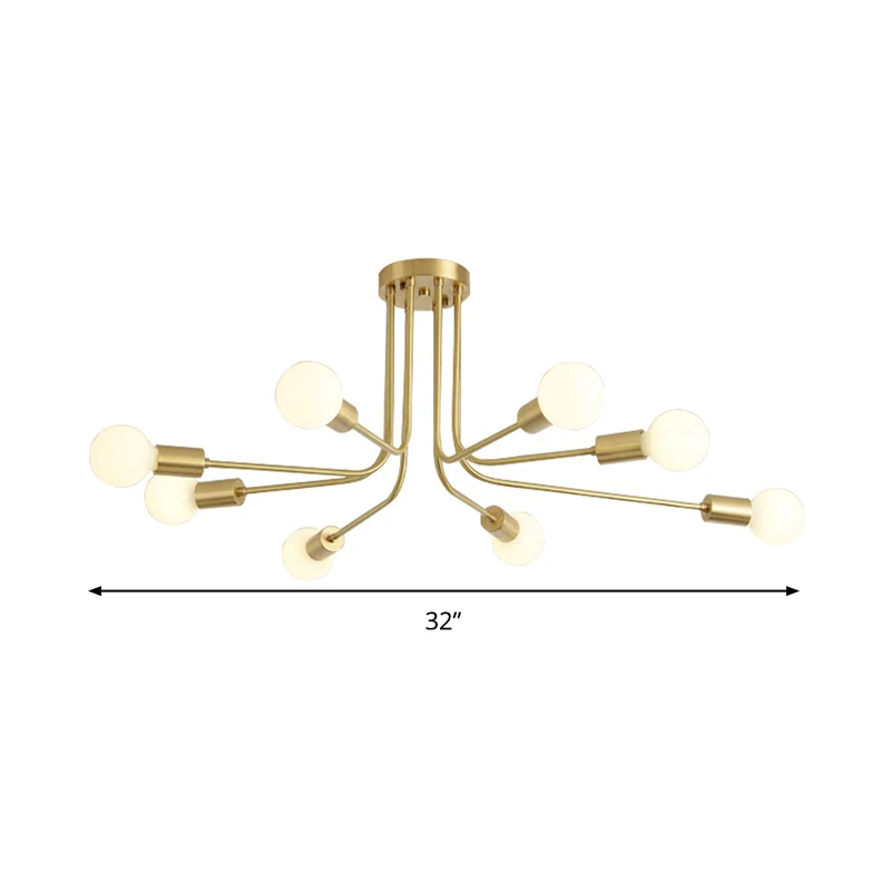 Plafonnier contemporain à 7 ampoules semi-encastré en métal Starburst en laiton Clearhalo