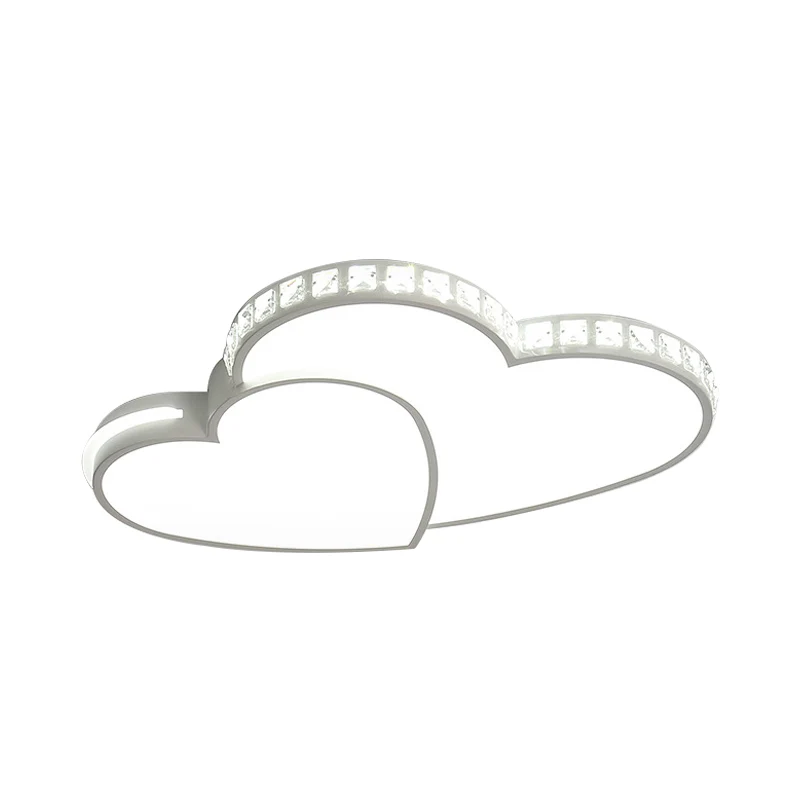 Plafonnier contemporain en forme de cœur avec cristal transparent, plafonnier LED en acrylique blanc pour Foyer Clearhalo
