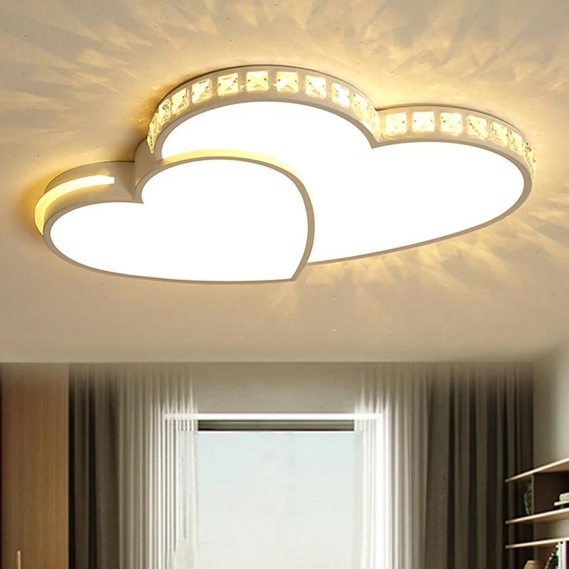 Plafonnier contemporain en forme de cœur avec cristal transparent, plafonnier LED en acrylique blanc pour Foyer Clearhalo