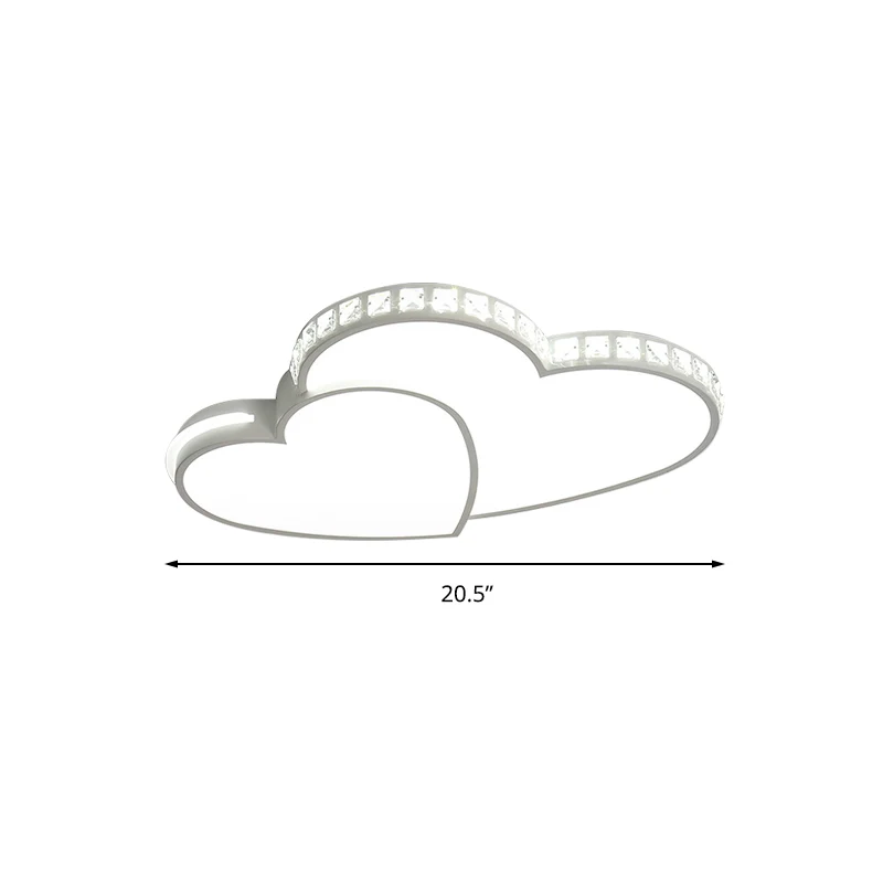 Plafonnier contemporain en forme de cœur avec cristal transparent, plafonnier LED en acrylique blanc pour Foyer Clearhalo