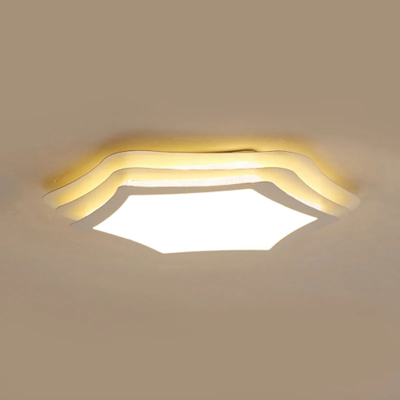 Plafonnier contemporain hexagonal à LED en acrylique blanc pour salle d'étude Clearhalo