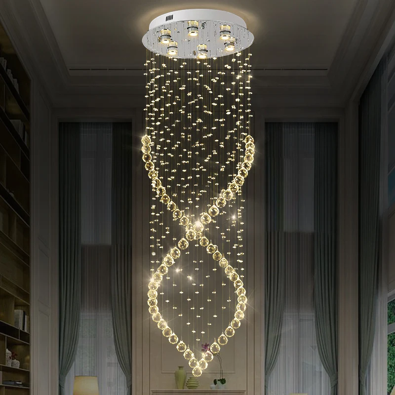 Plafonnier en cristal en spirale allumant le plafonnier affleurant en nickel de style moderne à 6 lumières pour le couloir...