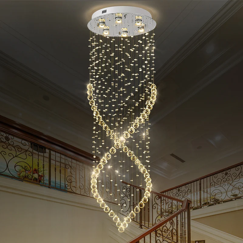 Plafonnier en cristal en spirale allumant le plafonnier affleurant en nickel de style moderne à 6 lumières pour le couloir...