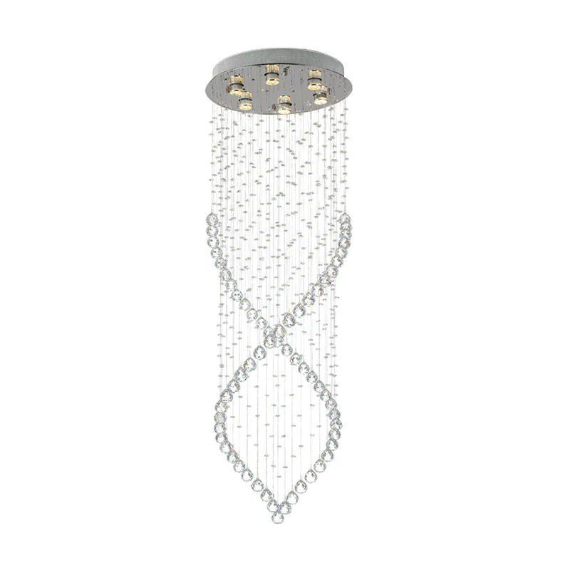 Plafonnier en cristal en spirale allumant le plafonnier affleurant en nickel de style moderne à 6 lumières pour le couloir...