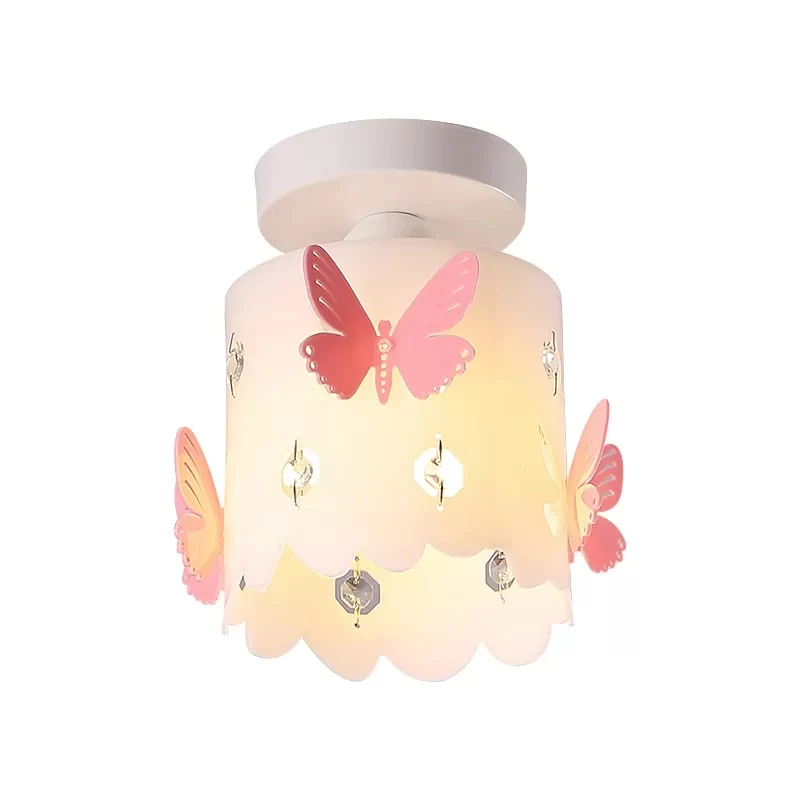 Plafonnier cylindrique moderne avec papillon creux, plafonnier blanc en acrylique pour cuisine Clearhalo