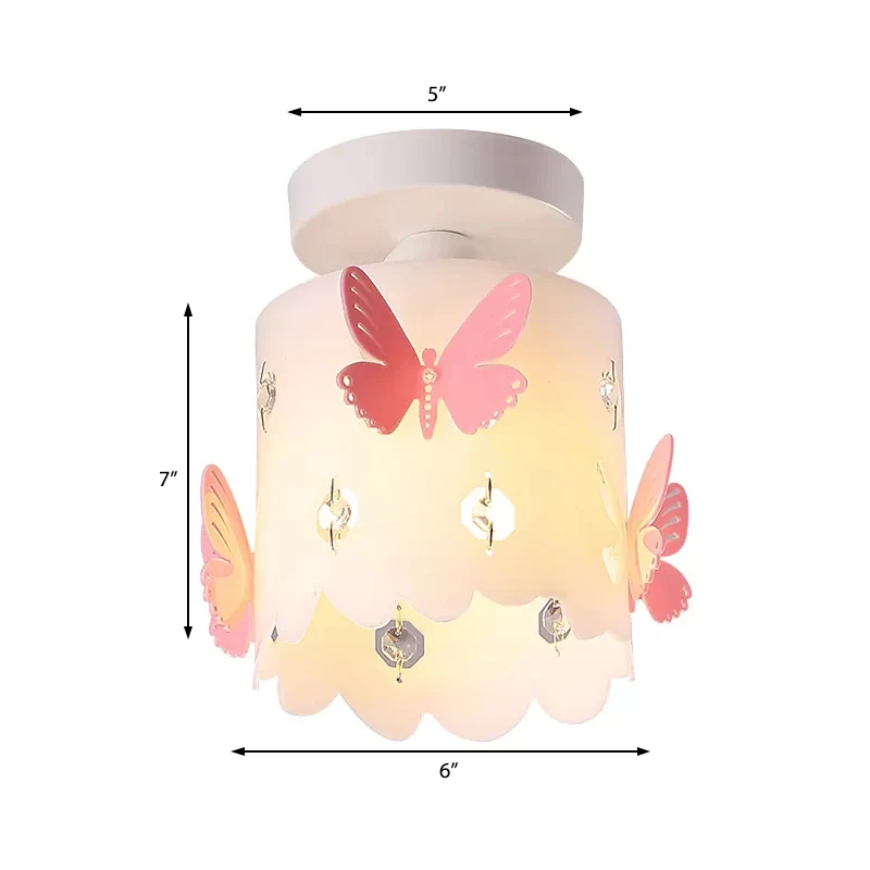 Plafonnier cylindrique moderne avec papillon creux, plafonnier blanc en acrylique pour cuisine Clearhalo