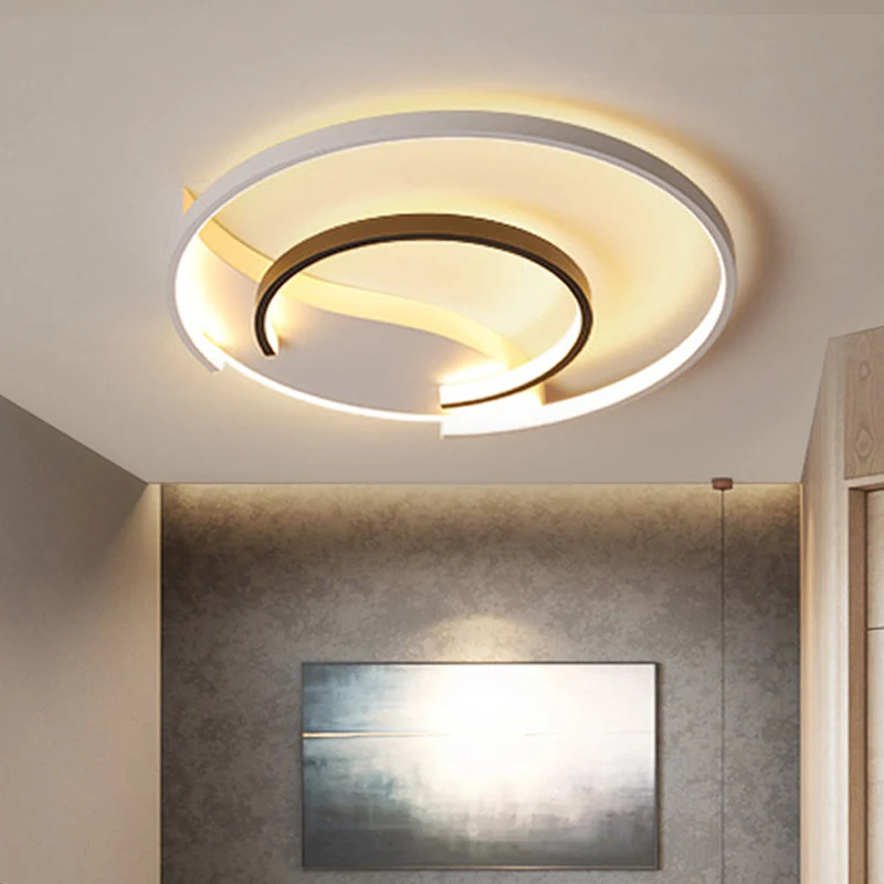 Plafonnier à Double anneau de 16 "/ 19.5", éclairage moderne et unique, blanc chaud/blanc/ajusté en continu Clearhalo