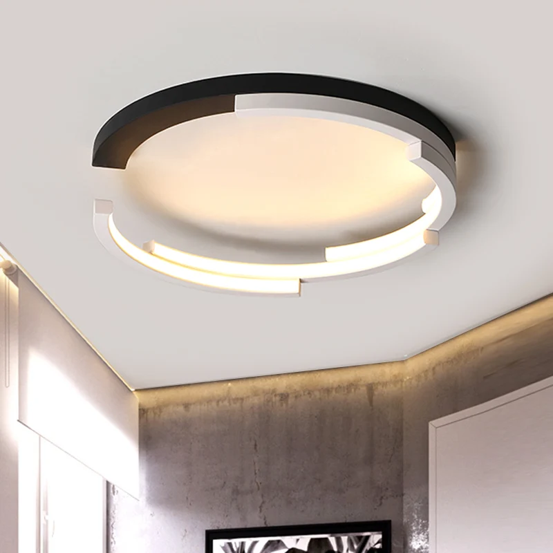 Plafonnier encastré en acrylique pour salon en forme de C, LED de 16/19,5 pouces de large, plafonnier minimaliste en noir,...