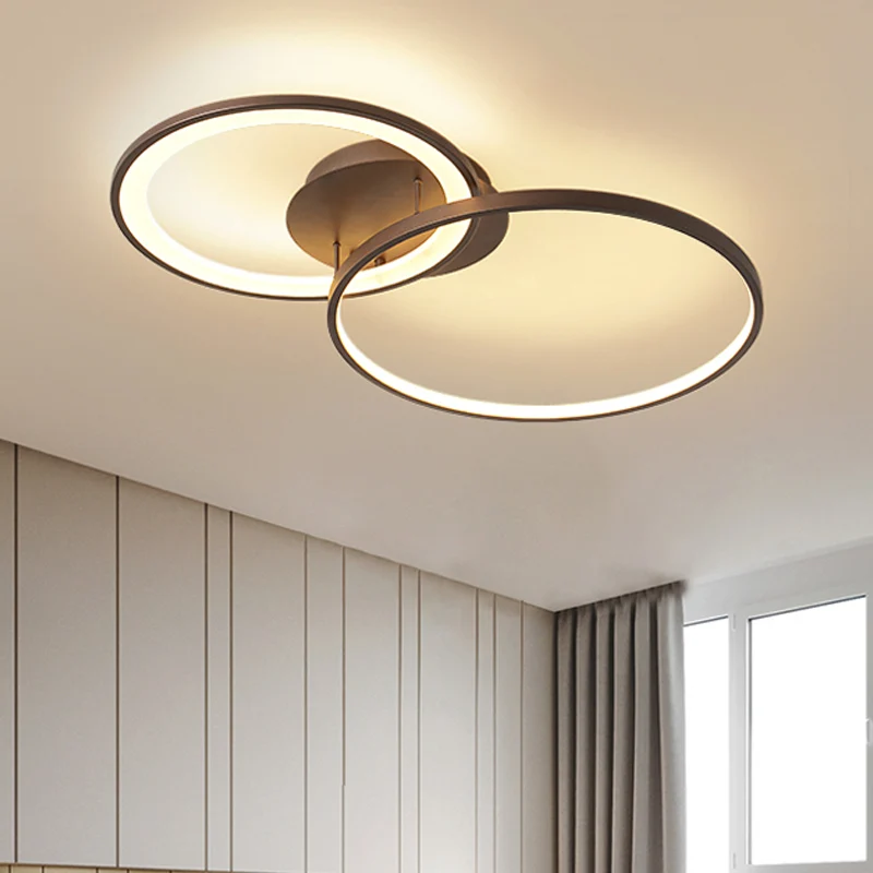 Plafonnier encastré à 2 anneaux en acrylique modernisme LED luminaire encastré marron Clearhalo