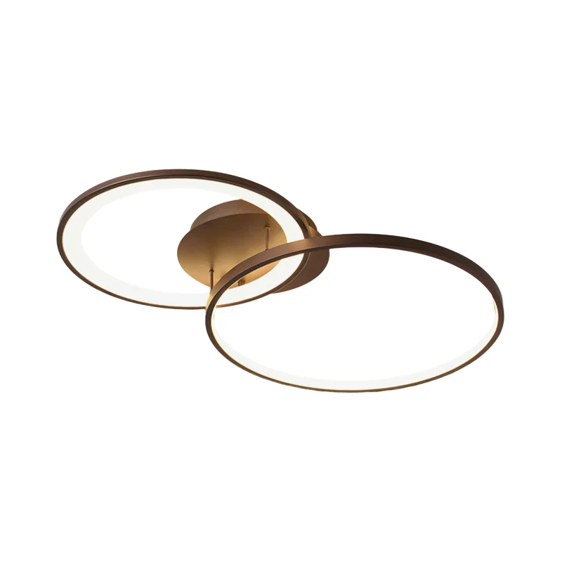 Plafonnier encastré à 2 anneaux en acrylique modernisme LED luminaire encastré marron Clearhalo