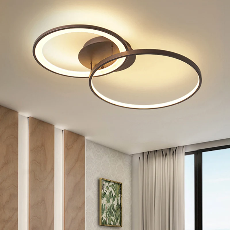 Plafonnier encastré à 2 anneaux en acrylique modernisme LED luminaire encastré marron Clearhalo