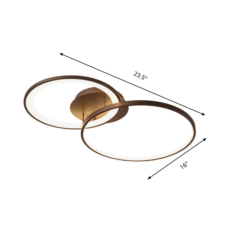 Plafonnier encastré à 2 anneaux en acrylique modernisme LED luminaire encastré marron Clearhalo