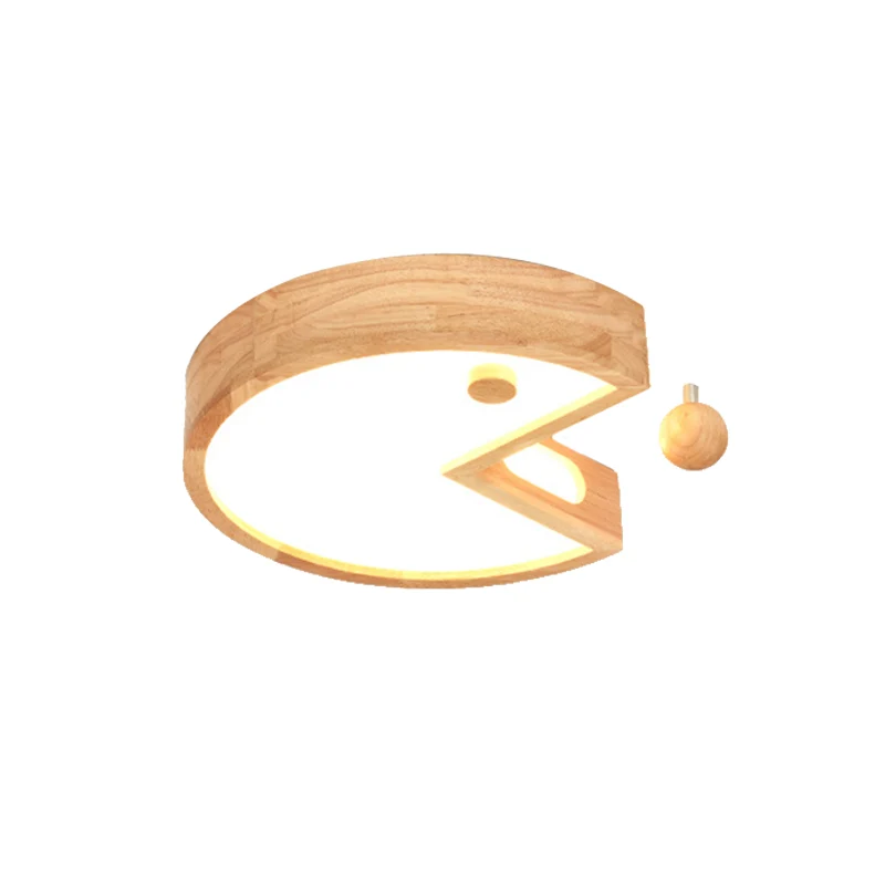 Plafonnier encastré Beige de Style nordique, plafonnier en bois et acrylique pour chambre d'enfant Clearhalo