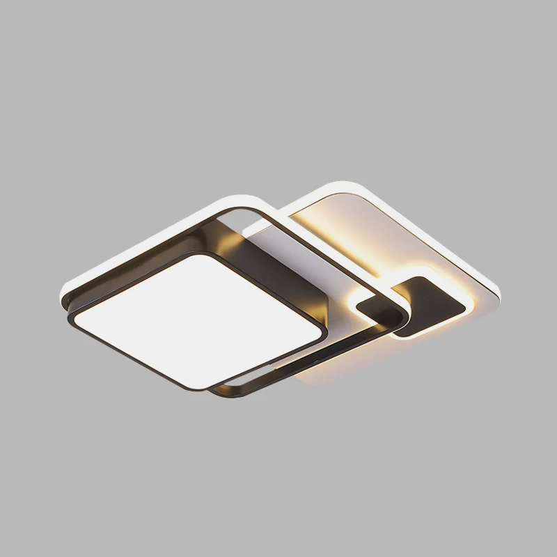 Plafonnier encastré carré moderniste en fer 16"/19,5" W LED pour chambre à coucher en noir Clearhalo