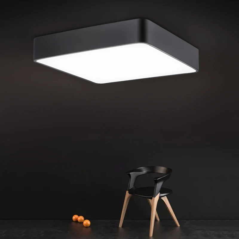 Plafonnier encastré carré noir luminaire LED en métal nordique pour bureau Clearhalo