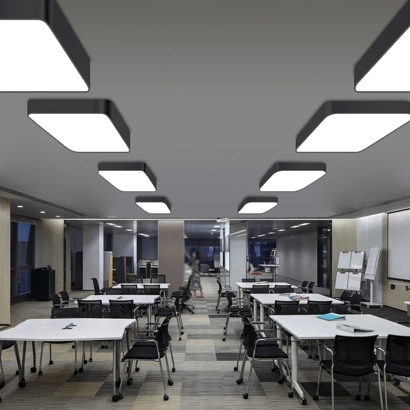 Plafonnier encastré carré noir luminaire LED en métal nordique pour bureau Clearhalo