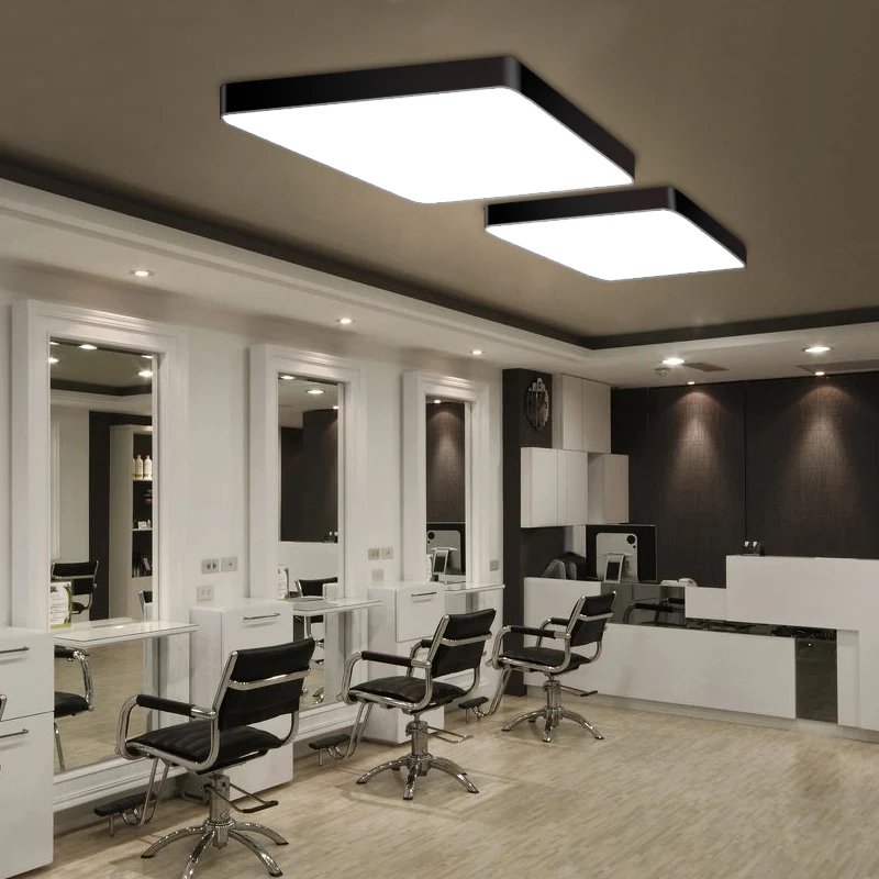 Plafonnier encastré carré noir luminaire LED en métal nordique pour bureau Clearhalo