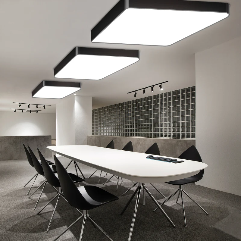 Plafonnier encastré carré noir luminaire LED en métal nordique pour bureau Clearhalo