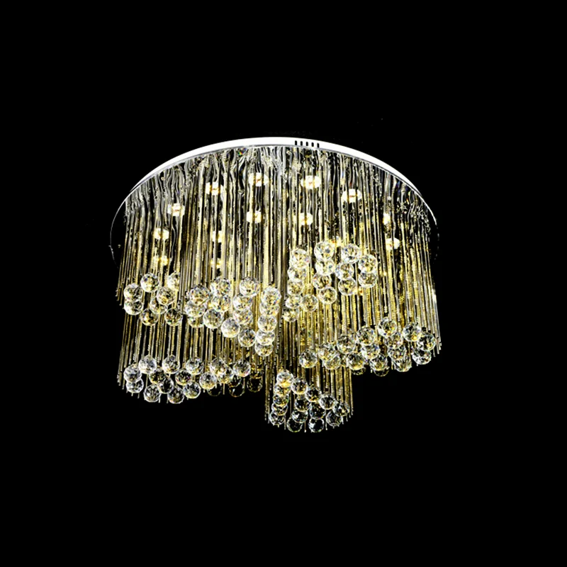 Plafonnier encastré circulaire pour chambre à coucher, cristal clair, plafonnier LED chromé contemporain avec motif floral...