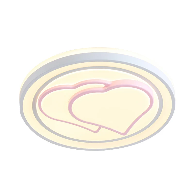 Plafonnier encastré circulaire pour chambre de fille avec motif mignon, plafonnier LED en acrylique de dessin animé en ros...