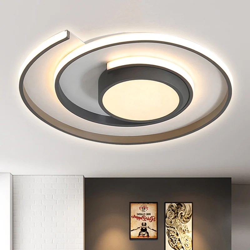 Plafonnier encastré contemporain à économie d'énergie en forme de tourbillon, plafonnier LED en acrylique pour salle d'étu...