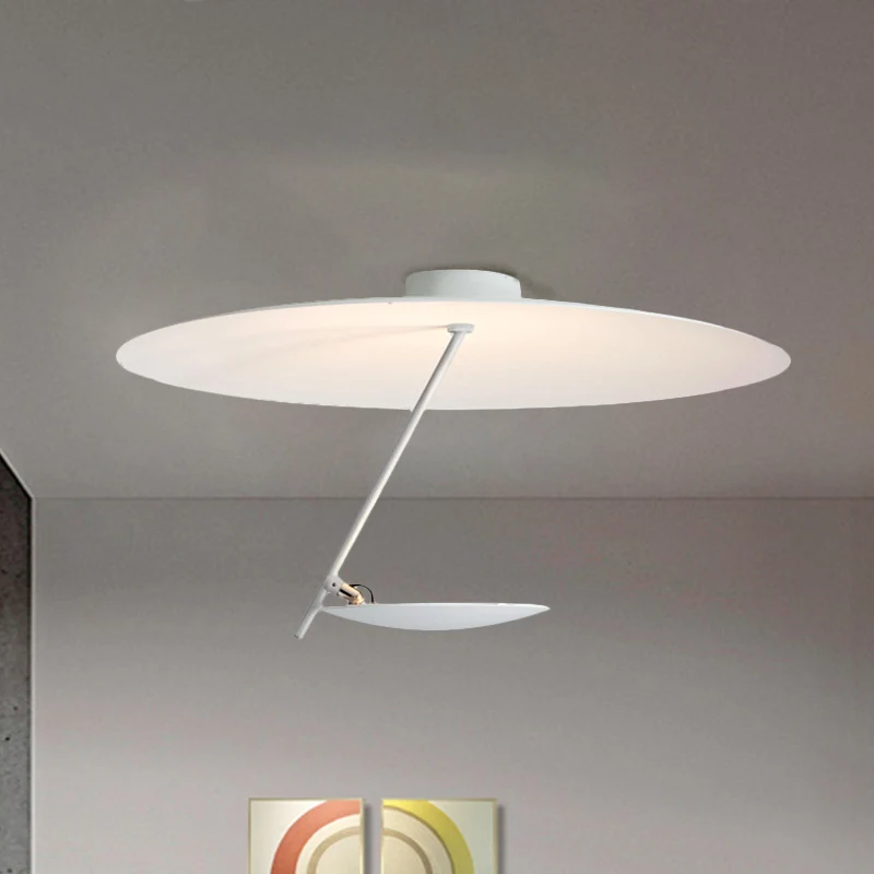 Plafonnier encastré à dôme blanc moderniste LED métallique semi-encastré pour chambre à coucher, 19,5"/23,5" de large Clea...