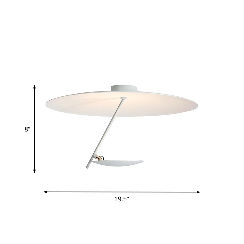 Plafonnier encastré à dôme blanc moderniste LED métallique semi-encastré pour chambre à coucher, 19,5"/23,5" de large Clea...