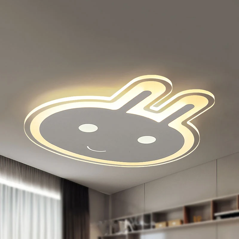 Plafonnier encastré en forme d'animal de dessin animé, en acrylique, LED blanc, plafonnier pour chambre d'enfant Clearhalo