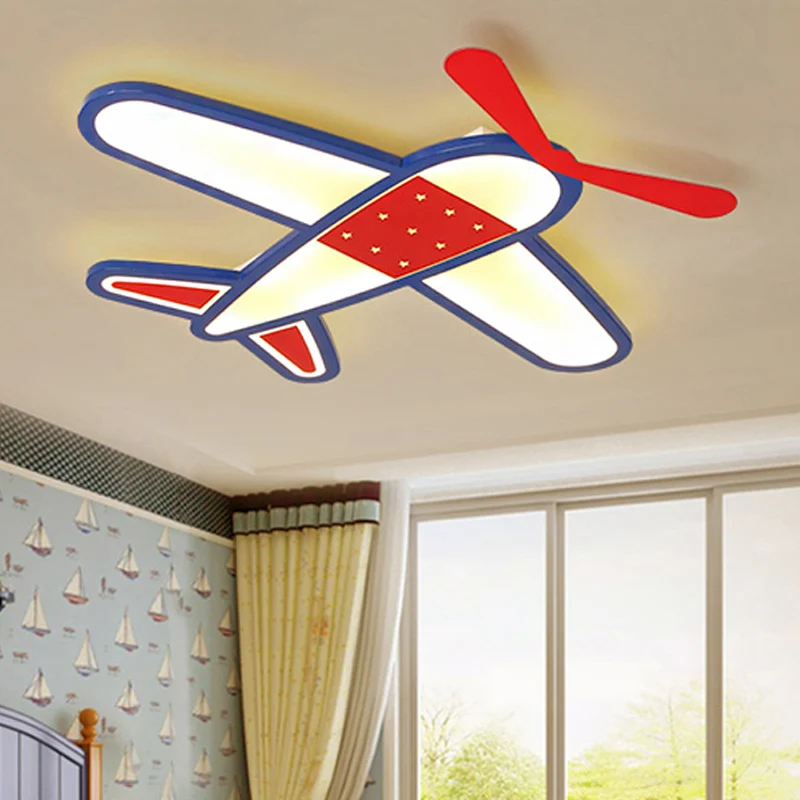 Plafonnier encastré en forme d'avion pour chambre de garçon, plafonnier contemporain en acrylique bleu froid Clearhalo